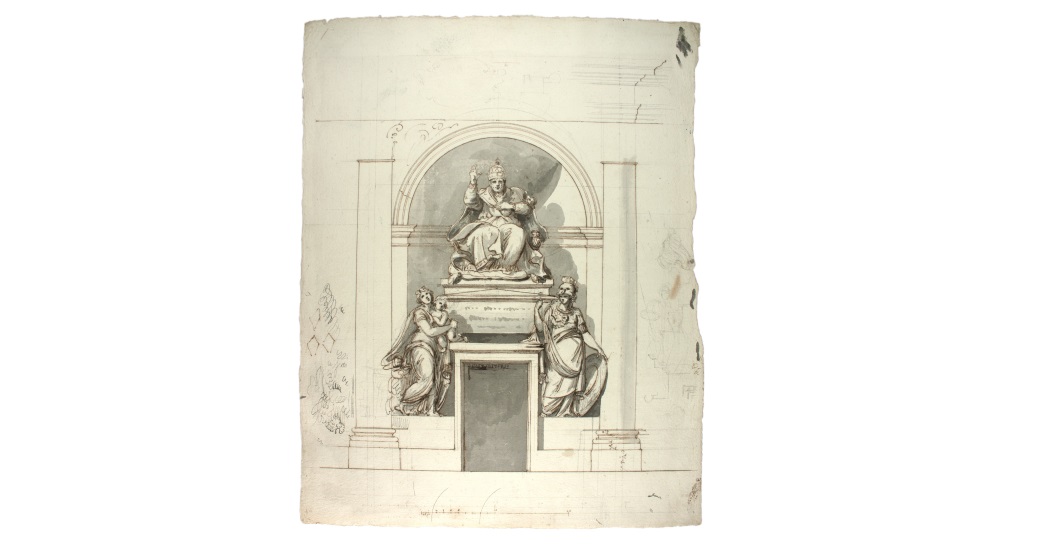 Anonio Canova (1757-1822) Studio per un monumento funebre ad un Papa Penna e acquarello, 50,6x39,7 cm Fondazione Musei Civici di Venezia, Museo Correr. Gabinetto dei Disegni e delle Stampe 