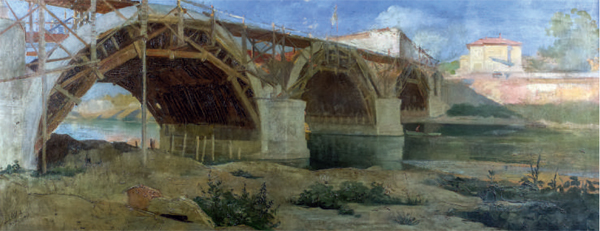 Il ponte Littorio in costruzione