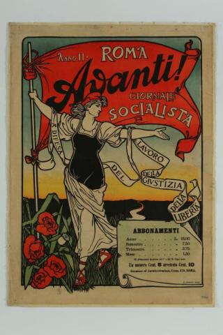 Manifesto per L'Avanti, giornale socialista, 1898-1899 circa, Treviso, Museo Nazionale Collezione Salce