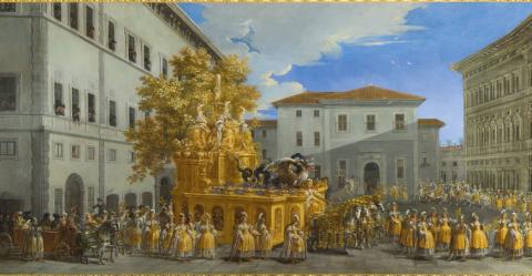 Particolare del dipinto di Johann Paul Schor (1615-1674) - Il carro d’oro (dipinto proveniente dalle Gallerie degli Uffizi di Firenze)