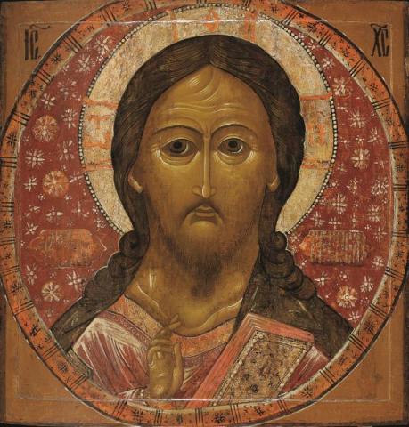 Cristo Pantocratore Seconda metà del XVII secolo 105,5 × 100,5 cm Legno, tempera Regione della Volga Museo dell’icona russa