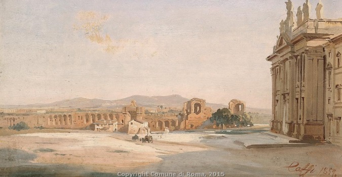 Ippolito Caffi, La Basilica di San Giovanni in Laterano, 1857, olio su carta applicata su tela, MR 5683 Ippolito Caffi, La Basilica di San Giovanni in Laterano, 1857, olio su carta applicata su tela, MR 5683