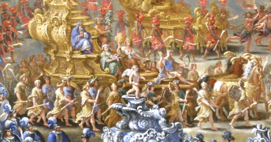 Filippo Gagliardi, Filippo Lauri, Carosello a Palazzo Barberini in onore di Cristina di Svezia, Museo di Roma, particolare