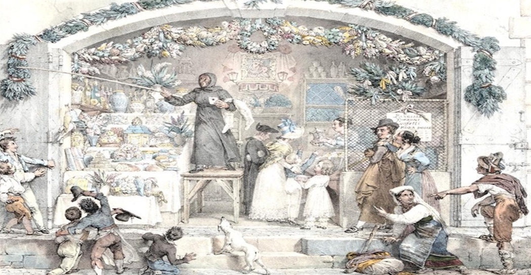 La Befana, 1830 circa, litografia a colori