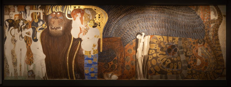 Gustav Klimt Fregio di Beethoven: “L’anelito alla felicità” (secondo l’interpretazione di Richard Wagner della Sinfonia n. 9 di Ludwig van Beethoven) 1901 Vienna, Belvedere, inv. 5987 Gustav Klimt Fregio di Beethoven: “L’anelito alla felicità” (secondo l’interpretazione di Richard Wagner della Sinfonia n. 9 di Ludwig van Beethoven) 1901 Vienna, Belvedere, inv. 5987
