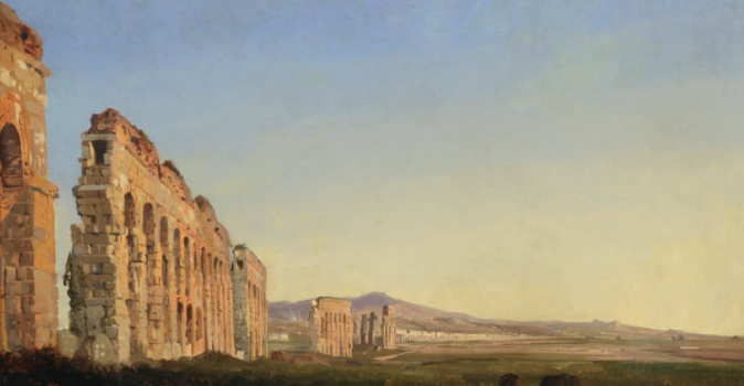Ippolito Caffi_ Acquedotti romani al tramonto 1843 olio su carta riportata su tela 27,3x43,9 cm MR 5688 Ippolito Caffi_ Acquedotti romani al tramonto 1843 olio su carta riportata su tela 27,3x43,9 cm MR 5688