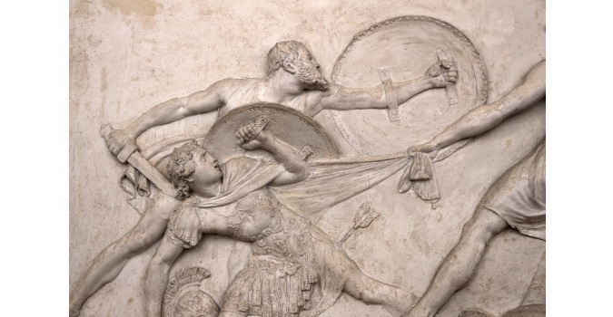 Antonio Canova Socrate che difende Alcibiade nella battaglia di Potidea 1797, gesso, 110 x 140 x 6,50 cm, Roma, Accademia Nazionale di San Luca, inv. 68 Antonio Canova Socrate che difende Alcibiade nella battaglia di Potidea 1797, gesso, 110 x 140 x 6,50 cm, Roma, Accademia Nazionale di San Luca, inv. 68