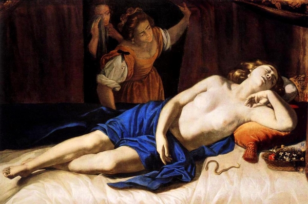 Artemisia Gentileschi, La morte di Cleopatra, 1630-35. Roma, Coll. Privata Artemisia Gentileschi, La morte di Cleopatra, 1630-35. Roma, Coll. Privata
