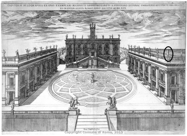 Stampa dell’incisore Stefano Duperac, del 1569, conservata nel Gabinetto delle stampe di Palazzo Braschi Stampa dell’incisore Stefano Duperac, del 1569, conservata nel Gabinetto delle stampe di Palazzo Braschi