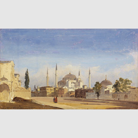 Costantinopoli, Santa Sofia, 1843, olio su cartoncino intelato. Venezia, Galleria Internazionale d'Arte Moderna Ca' Pesaro Costantinopoli, Santa Sofia, 1843, olio su cartoncino intelato. Venezia, Galleria Internazionale d'Arte Moderna Ca' Pesaro
