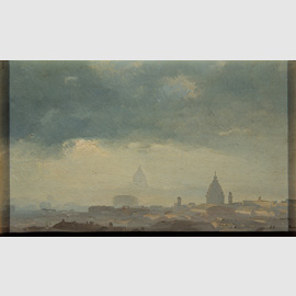 Nebbia su Roma, 1847, olio su carta applicata su tela Nebbia su Roma, 1847, olio su carta applicata su tela