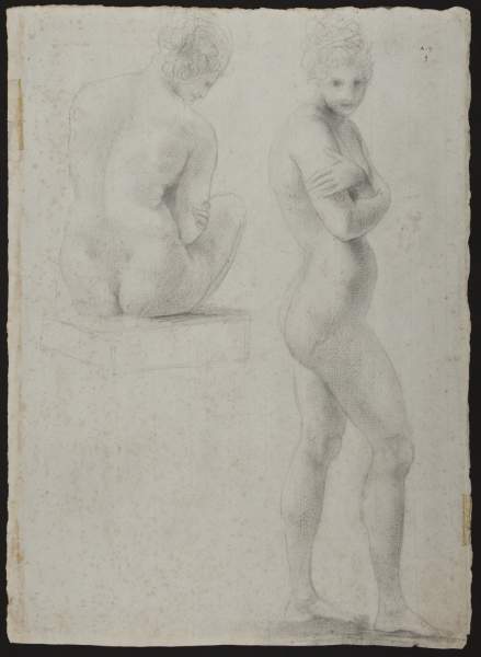 Antonio Canova. Due figure femminili nude, di schiena; l’altra andante di profilo con braccia incrociate al petto Antonio Canova. Due figure femminili nude, di schiena; l’altra andante di profilo con braccia incrociate al petto