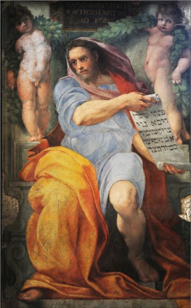 Profeta Isaia, Raffaello Sanzio Affresco // 250 x 155 cm, 1513-1514 circa // Roma, Chiesa di Sant'Agostino Profeta Isaia, Raffaello Sanzio Affresco // 250 x 155 cm, 1513-1514 circa // Roma, Chiesa di Sant'Agostino