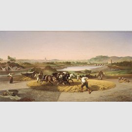 Carel Quaedvlieg, La battitura del grano alle porte di Roma, 1850-1874, olio su tela Carel Quaedvlieg, La battitura del grano alle porte di Roma, 1850-1874, olio su tela