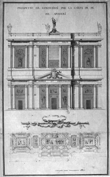 Girolamo Toma (1738 ca.-1795 post), da Nicola Salvi (Roma, 1697-1751) Progetto per la chiesa dei Santi Apostoli,  sec. metà del sec. XVIII 