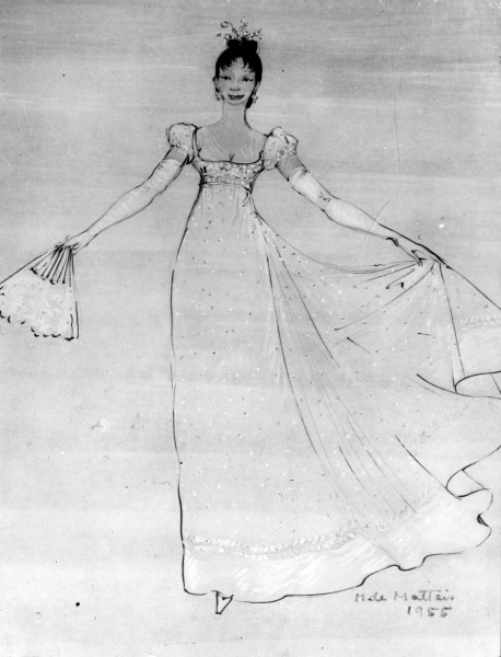 Bozzetto per il costume di Audrey Hepburn in "Guerra e pace" - Cineteca di Bologna, Fondo Renzo Renzi 