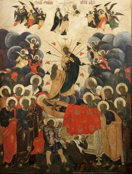 Dormizione della Madre di Dio 1731 Mosca Museo Andrej Rublëv. Legno, tempera. 132,5 × 101 cm Dormizione della Madre di Dio 1731 Mosca Museo Andrej Rublëv. Legno, tempera. 132,5 × 101 cm