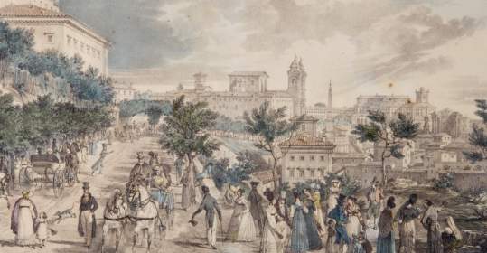 Antoine Felix Boisselier, Chiesa e convento di Trinità dei Monti, 1811, acquerello, penna e inchiostro, inv. GS 918 Antoine Felix Boisselier, Chiesa e convento di Trinità dei Monti, 1811, acquerello, penna e inchiostro, inv. GS 918