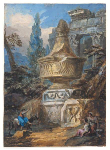 010. Hubert Robert attr., La Tomba del somaro nella Pineta Sacchetti, tempera, ante 1765 (MR 45129) 010. Hubert Robert attr., La Tomba del somaro nella Pineta Sacchetti, tempera, ante 1765 (MR 45129)