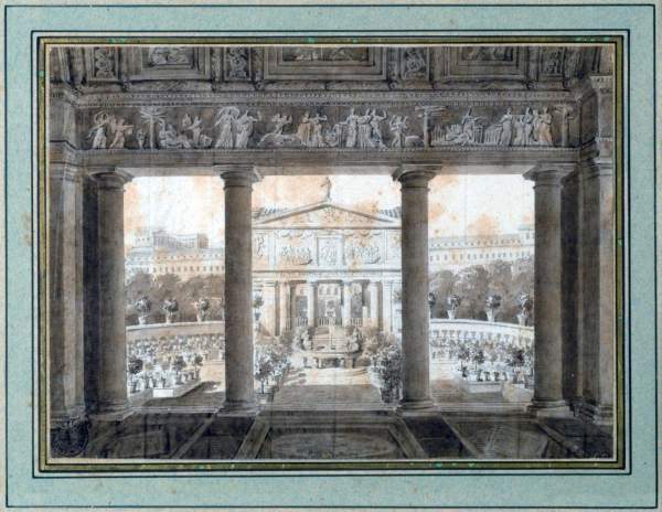 04. Pierre Gauthier, Veduta della Loggia del Belvedere dal portico del Casino di Pio IV, acquerello, 1800-1820 (GS 926) 04. Pierre Gauthier, Veduta della Loggia del Belvedere dal portico del Casino di Pio IV, acquerello, 1800-1820 (GS 926)
