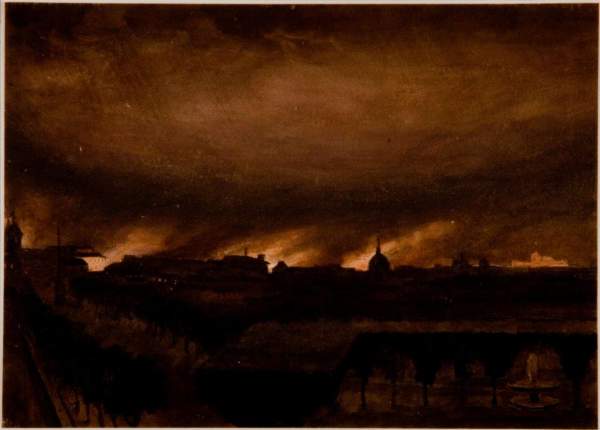 09. Antoine Jean Baptiste Thomas, Veduta di Roma dal Pincio con fuochi d’artificio, acquerello, 1816-1818 (MR 14954) 09. Antoine Jean Baptiste Thomas, Veduta di Roma dal Pincio con fuochi d’artificio, acquerello, 1816-1818 (MR 14954)