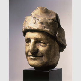 Giacomo Manzù, Testa di Giovanni XXIII (1958-1963), bronzo dorato, cm 29,5x23,5x23,5, Ardea, collezione Museo Manzù (Galleria Nazionale d??Arte Moderna, Roma) Giacomo Manzù, Testa di Giovanni XXIII (1958-1963), bronzo dorato, cm 29,5x23,5x23,5, Ardea, collezione Museo Manzù (Galleria Nazionale d??Arte Moderna, Roma)