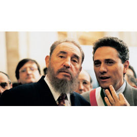 Fidel Castro con il Sindaco Francesco Rutelli in visita ai Musei Capitolini 20 novembre 1996
