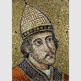 Ritratto di Gregorio IX, 1227-1241, Decorazione musiva, cm. 49,5x67 Ritratto di Gregorio IX, 1227-1241, Decorazione musiva, cm. 49,5x67