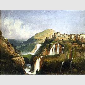 Caffi Ippolito (Belluno 1809 - Lissa 1866), Cascate di Tivoli, 1857, Dipinto, cm. 44x33 Caffi Ippolito (Belluno 1809 - Lissa 1866), Cascate di Tivoli, 1857, Dipinto, cm. 44x33