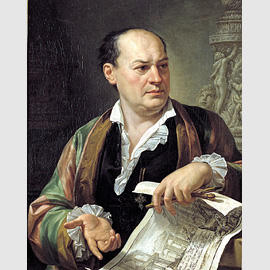 Labruzzi Pietro (Roma 1738 - Roma 1805), Ritratto di G. B. Piranesi, 1779, Dipinto, cm. 58x71 Labruzzi Pietro (Roma 1738 - Roma 1805), Ritratto di G. B. Piranesi, 1779, Dipinto, cm. 58x71