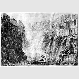 Piranesi Giovanni Battista (Mogliano Veneto 1720 - Roma 1778), Veduta di Tivoli, 1765-1766 Piranesi Giovanni Battista (Mogliano Veneto 1720 - Roma 1778), Veduta di Tivoli, 1765-1766