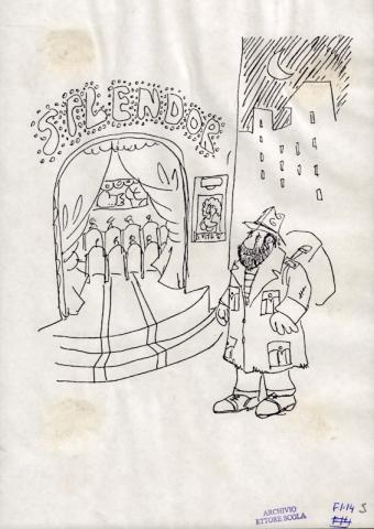 07_Disegno di Ettore Scola, Splendor, penna nera su carta