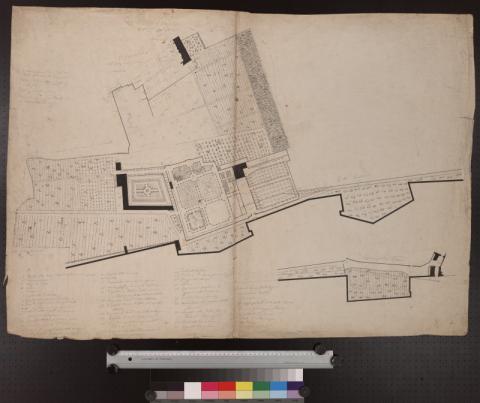 Giuseppe Valadier, Planimetria di Villa Lante  fine sec. XVIII, china e matita su carta Courtesy Accademia Nazionale di San Luca, Roma