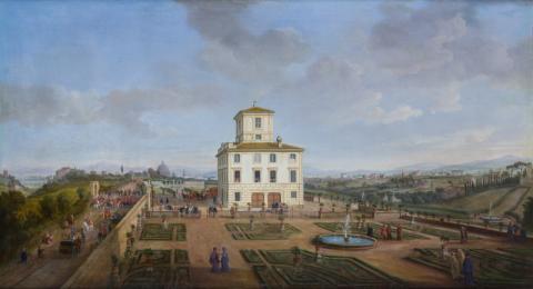 Gaspar Van Wittel, Casino di Annibale Albani sulla via Aurelia, 1719, olio su tela Naurum Aktiengesellschaft (Geneva), collezione privata