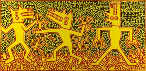 Keith Haring Untitled / Senza titolo 1983 Acrilico su tela 228,5 x 1,68 x 3 cm Museo della Reggia di Caserta © Keith Haring Foundation Keith Haring Untitled / Senza titolo 1983 Acrilico su tela 228,5 x 1,68 x 3 cm Museo della Reggia di Caserta © Keith Haring Foundation