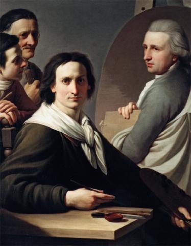 Stefano Tofanelli. Autoritratto con Bernardino Nocchi, il padre Andrea e il fratello Agostino