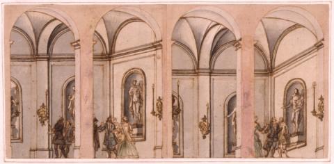 Andrea Francesco Nicoletti (attivo a Roma all’inizio del sec. XVIII) Spaccati degli interni di palazzo Carafa, 1709