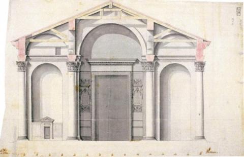 Girolamo Toma (1738 ca.-1795 post) Sezione longitudinale per il portico del Pantheon, seconda metà del sec. XVIII 