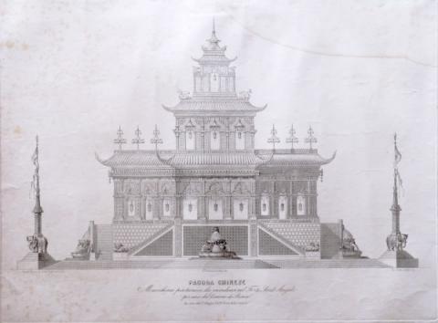 Pagoda chinese, macchina pirotecnica per Castel Sant'Angelo, 1879