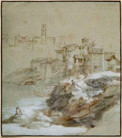 02. Claude Joseph Vernet, Il Tevere e l’Aventino, acquerello, 1740-1750 (GS 884)